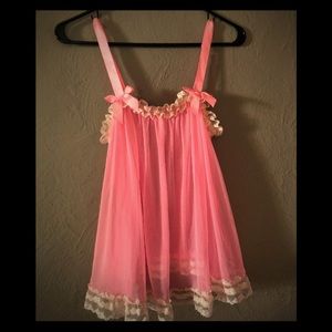 VICTORIAS SECRET BABYDOLL PINK Sheer NIGHTIE M